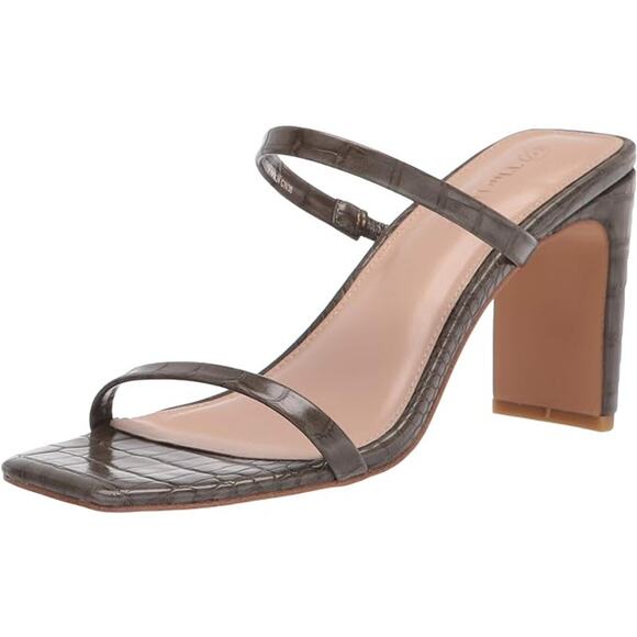 The DROP Avery Square Toe Sandal MINIMALIST SEXY Size 8 Olive Green Snake - Picture 1 of 6